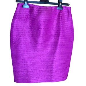 Escada silk/wool blend hot pink textured pencil skirt, size 36